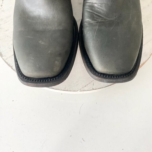 Lane Mens Black Cowboy Boots 9 D Genuine Leather Western Casual Square Toe - Picture 6 of 11